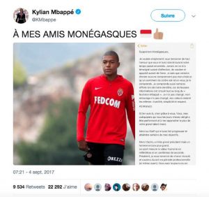 tweet Kylian Mbappé